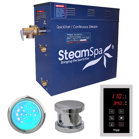 STEAMSPA Indulgence 6 KW QuickStart Bath Generator in Polished Chrome INT600CH